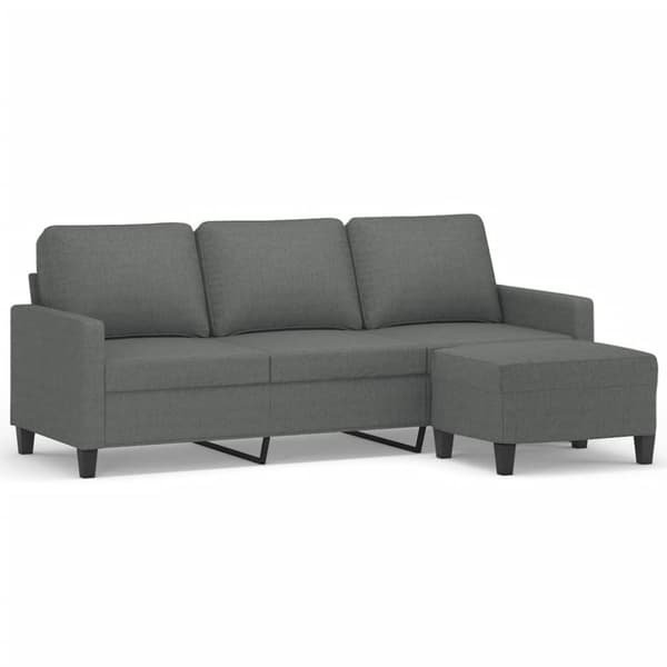 vidaXL 3-personers sofa med fodskammel 180 cm stof Mørkegrå