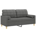 Miniatyrbillede 3 af 8: vidaXL 2-personers sofa med pyntepuder 140 cm stof mørkegrå