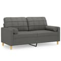 Miniatyrbillede 2 af 8: vidaXL 2-personers sofa med pyntepuder 140 cm stof mørkegrå