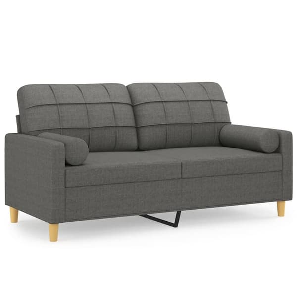 vidaXL 2-personers sofa med pyntepuder 140 cm stof mørkegrå