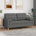 Miniatyrbillede 1 af 8: vidaXL 2-personers sofa med pyntepuder 140 cm stof mørkegrå
