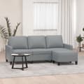 Miniatyrbillede 7 af 7: vidaXL 3-personers sofa med fodskammel 180 cm stof Lysegrå