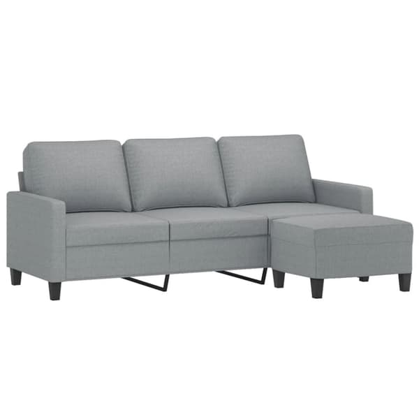 vidaXL 3-personers sofa med fodskammel 180 cm stof Lysegrå