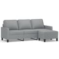 Miniatyrbillede 1 af 7: vidaXL 3-personers sofa med fodskammel 180 cm stof Lysegrå