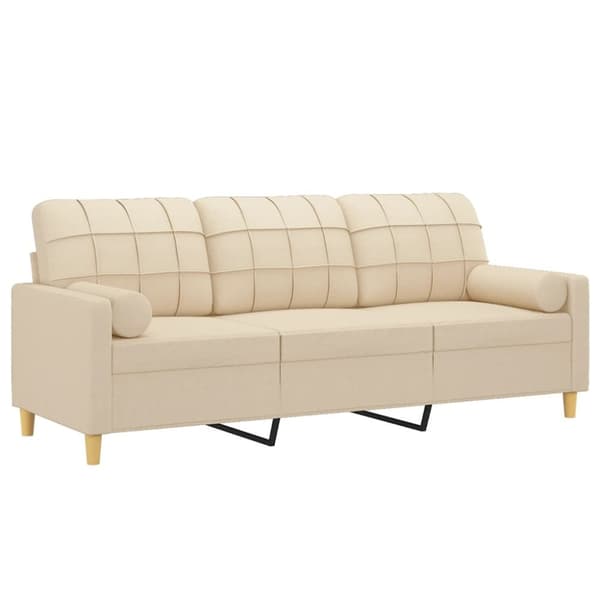 vidaXL 3-personers sofa med pyntepuder 180 cm stof cremefarvet