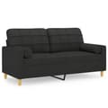 Miniatyrbillede 2 af 8: vidaXL 2-personers sofa med pyntepuder 140 cm stof sort
