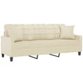 Miniatyrbillede 3 af 8: vidaXL 3-personers sofa med pyntepuder 180 cm kunstlæder cremefarvet