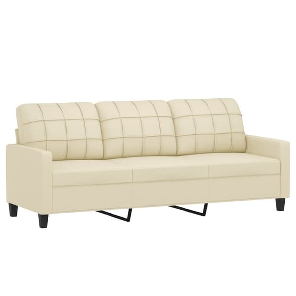 vidaXL 3-personers sofa med pyntepuder 180 cm kunstlæder cremefarvet