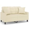 Miniatyrbillede 1 af 8: vidaXL 2-personers sofa med pyntepuder 120 cm kunstlæder cremefarvet