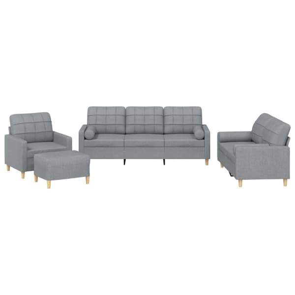 vidaXL sofasæt 4 dele med puder stof lysegrå