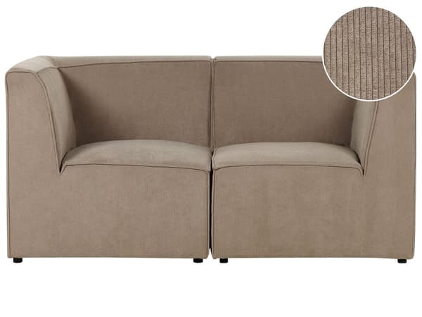Modulær 2-seters Sofa Taupe Kordfløyel To-delt sofa Moderne Jumbo Cord Minimalistisk stil