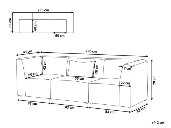 Modulær 3-seters sofa Taupe Kordfløyel Todelt sofa Moderne Jumbo Cord Minimalistisk stil