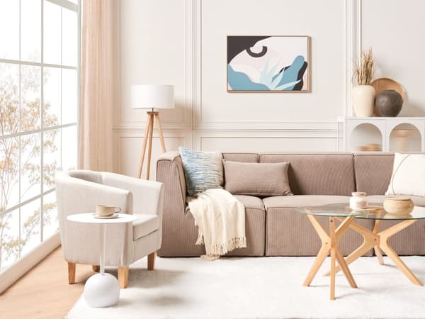 Modulær 3-seters sofa Taupe Kordfløyel Todelt sofa Moderne Jumbo Cord Minimalistisk stil