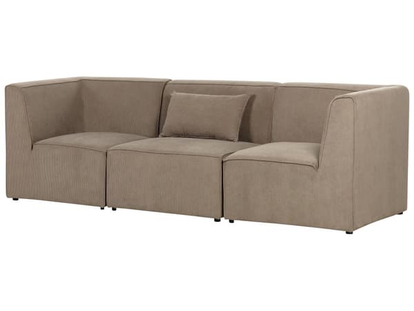Modulær 3-seters sofa Taupe Kordfløyel Todelt sofa Moderne Jumbo Cord Minimalistisk stil