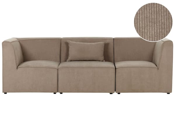 Modulær 3-seters sofa Taupe Kordfløyel Todelt sofa Moderne Jumbo Cord Minimalistisk stil