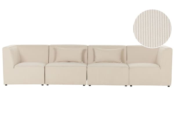 Modulær 4-seters sofa Beige Kordfløyel sofa Moderne Jumbo Cord Minimalistisk stil