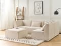 Miniatyrbilde 2 av 11: Modulær 4-seters venstre hjørnesofa beige kordfløyel med ottomansk seksjonssofa moderne design
