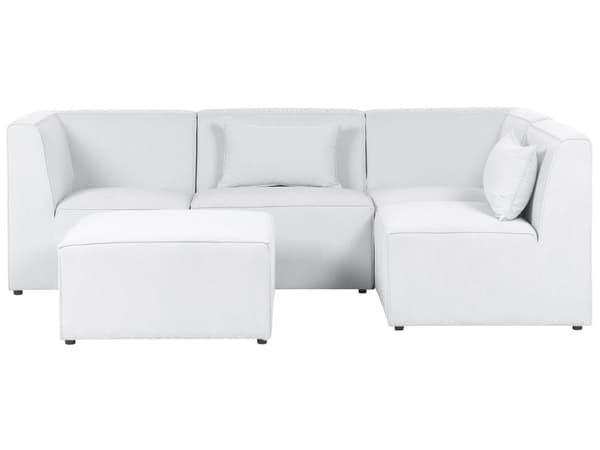 Modulær 4-seters venstrehjørnesofa i offwhite kordfløyel med fotskammel seksjonssofa Moderne design