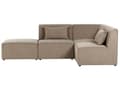 Miniatyrbilde 5 av 11: Modulær hjørnesofa i taupe kordfløyel med fotskammel 3-seters seksjonssofa Moderne design
