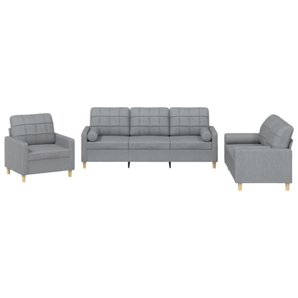 vidaXL sofasæt 3 dele med puder stof lysegrå