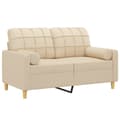 Miniatyrbillede 2 af 8: vidaXL 2-personers sofa med pyntepuder 120 cm stof cremefarvet