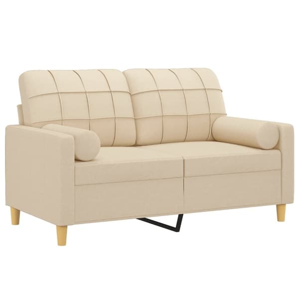 vidaXL 2-personers sofa med pyntepuder 120 cm stof cremefarvet
