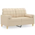 Miniatyrbillede 1 af 8: vidaXL 2-personers sofa med pyntepuder 120 cm stof cremefarvet