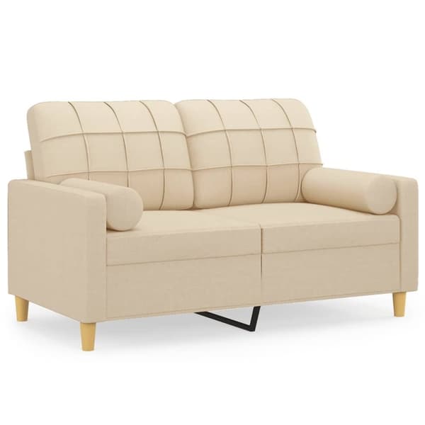 vidaXL 2-personers sofa med pyntepuder 120 cm stof cremefarvet