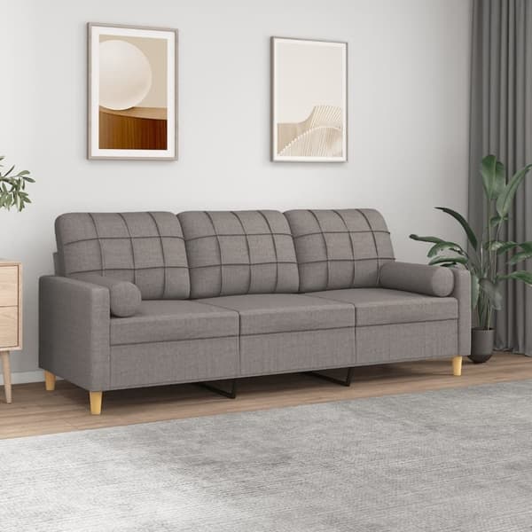 vidaXL 3-personers sofa med pyntepuder 180 cm stof gråbrun