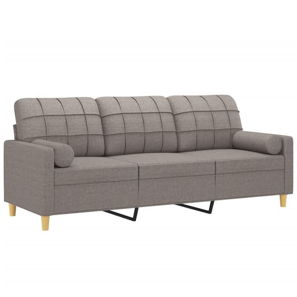 vidaXL 3-personers sofa med pyntepuder 180 cm stof gråbrun