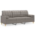 Miniatyrbillede 1 af 8: vidaXL 3-personers sofa med pyntepuder 180 cm stof gråbrun