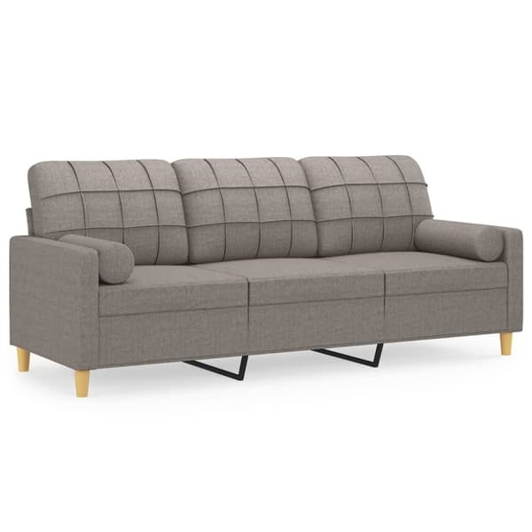 vidaXL 3-personers sofa med pyntepuder 180 cm stof gråbrun