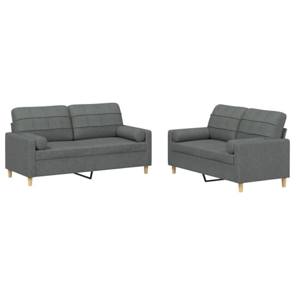 vidaXL sofasæt 2 dele med puder stof mørkegrå