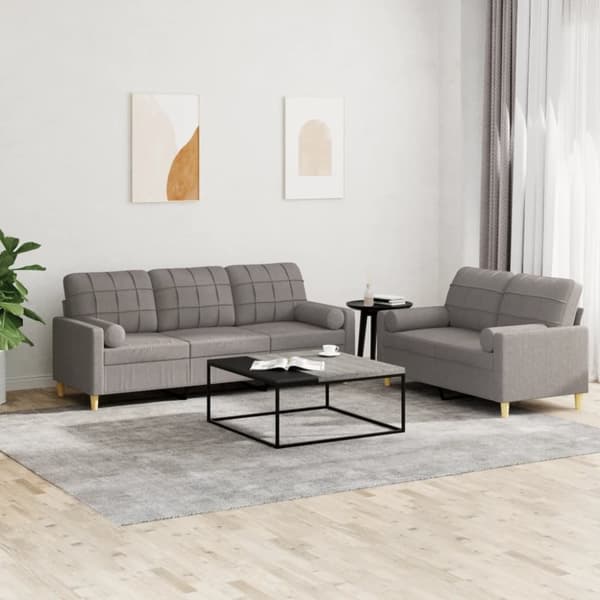 vidaXL sofasæt 2 dele med puder stof gråbrun