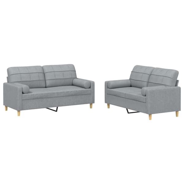 vidaXL sofasæt 2 dele med puder stof lysegrå