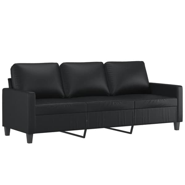 vidaXL 3-sitssoffa med fotpall Svart 180 cm Konstläder