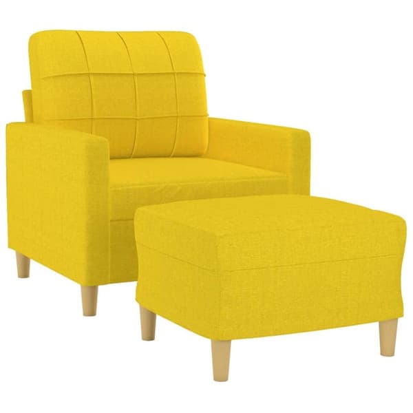 vidaXL Fåtölj med fotpall Ljusgul 60 cm tyg