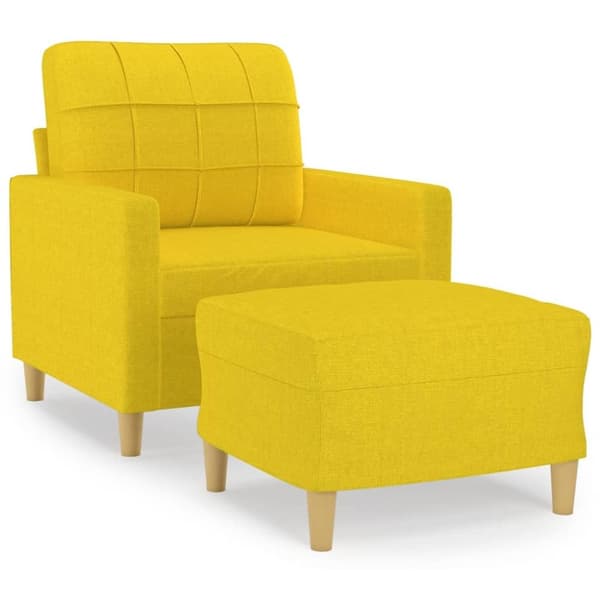 vidaXL Fåtölj med fotpall Ljusgul 60 cm tyg