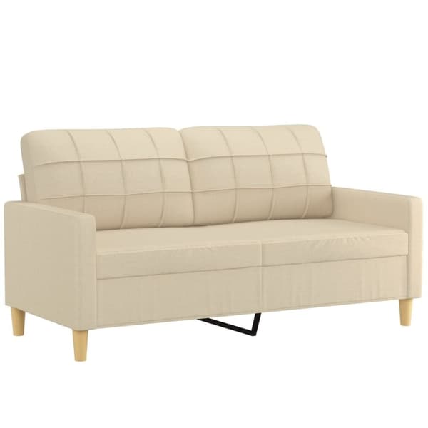 vidaXL 2-sits soffa med prydnadskuddar gräddvit 140 cm tyg