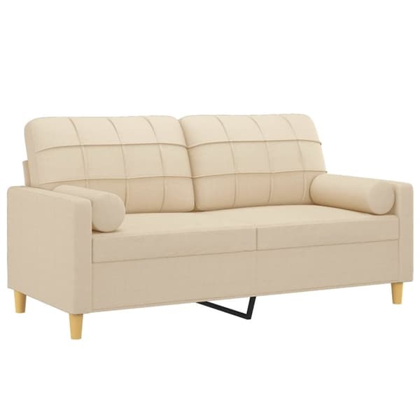 vidaXL 2-sits soffa med prydnadskuddar gräddvit 140 cm tyg