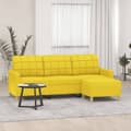 Miniatyrbillede 7 af 7: vidaXL 3-personers sofa med fodskammel 180 cm stof lysegul