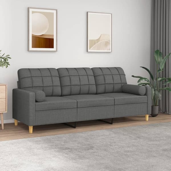 vidaXL 3-personers sofa med pyntepuder 180 cm stof mørkegrå