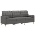 Miniatyrbillede 2 af 8: vidaXL 3-personers sofa med pyntepuder 180 cm stof mørkegrå