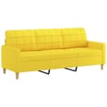 Miniatyrbillede 3 af 8: vidaXL 3-personers sofa med pyntepuder 180 cm stof lysegul