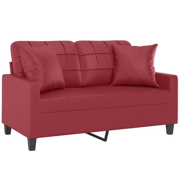 vidaXL 2-personers sofa med pyntepuder 120 cm kunstlæder vinrød