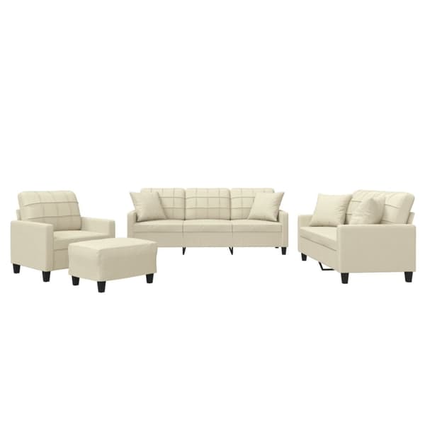 vidaXL sofasæt 4 dele med puder kunstlæder cremefarvet