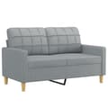 Miniatyrbillede 2 af 8: vidaXL sofasæt 2 dele med puder stof lysegrå