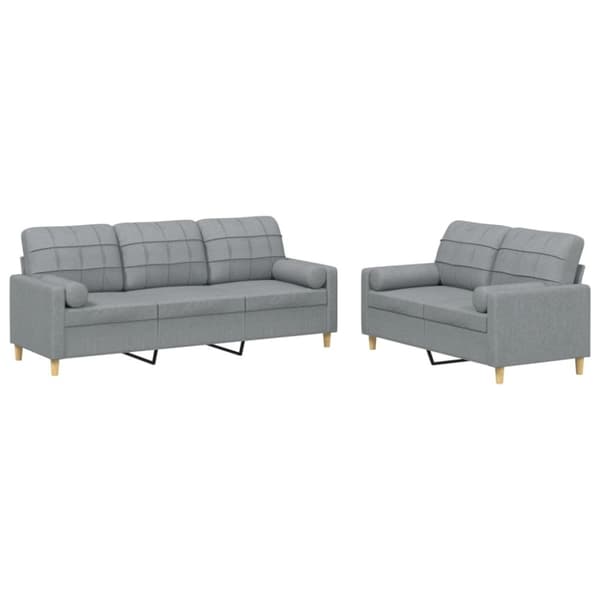 vidaXL sofasæt 2 dele med puder stof lysegrå
