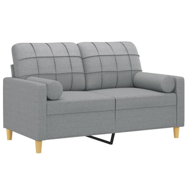 vidaXL 2-personers sofa med pyntepuder 120 cm stof lysegrå