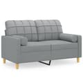 Miniatyrbillede 1 af 8: vidaXL 2-personers sofa med pyntepuder 120 cm stof lysegrå